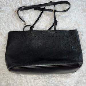 Tory Burch black leather tote purse